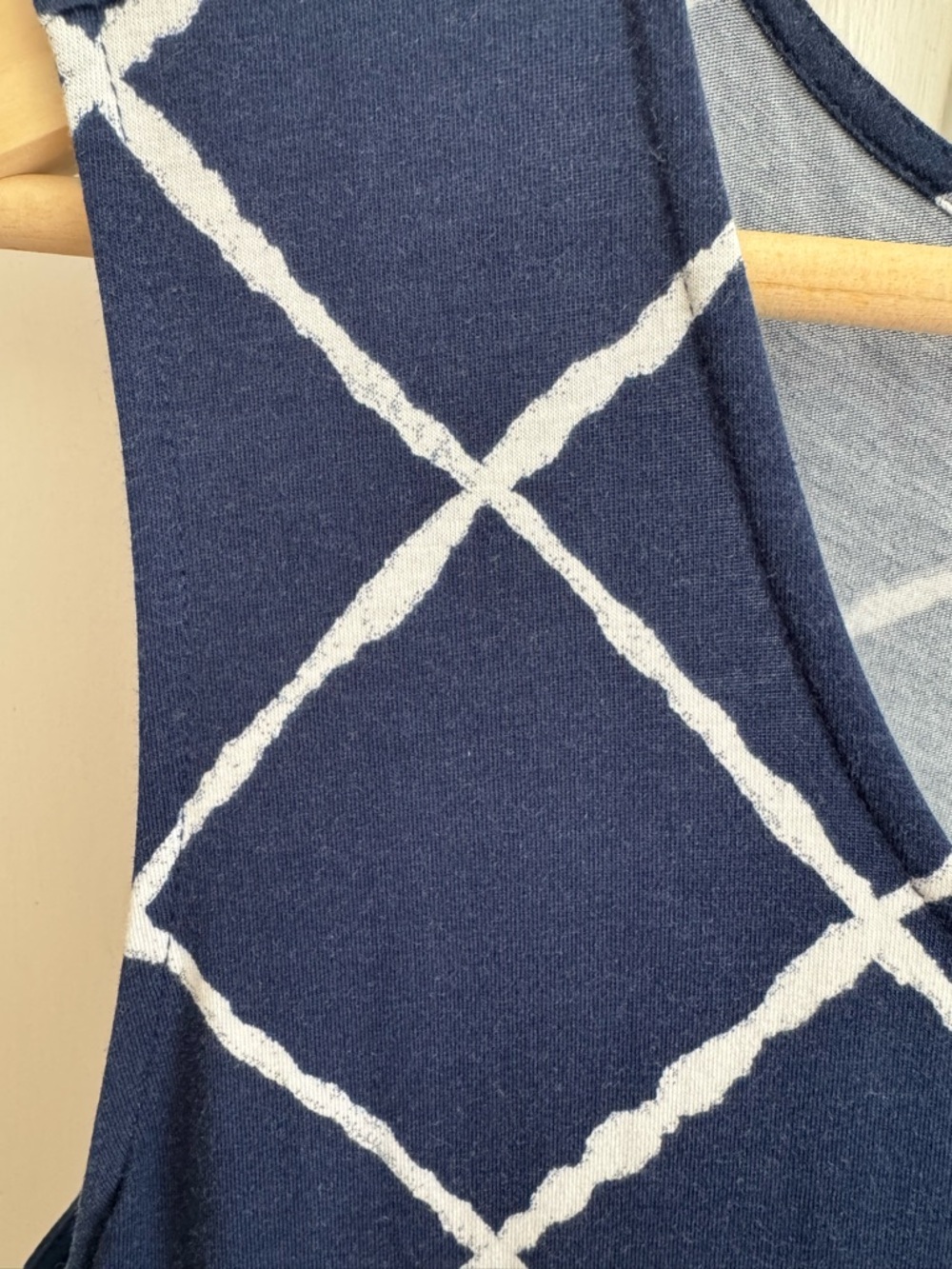 Women’s Lands' End Navy Blue Cozy Maxi Dress with White Lattice Print Size L - Picture 9 of 9